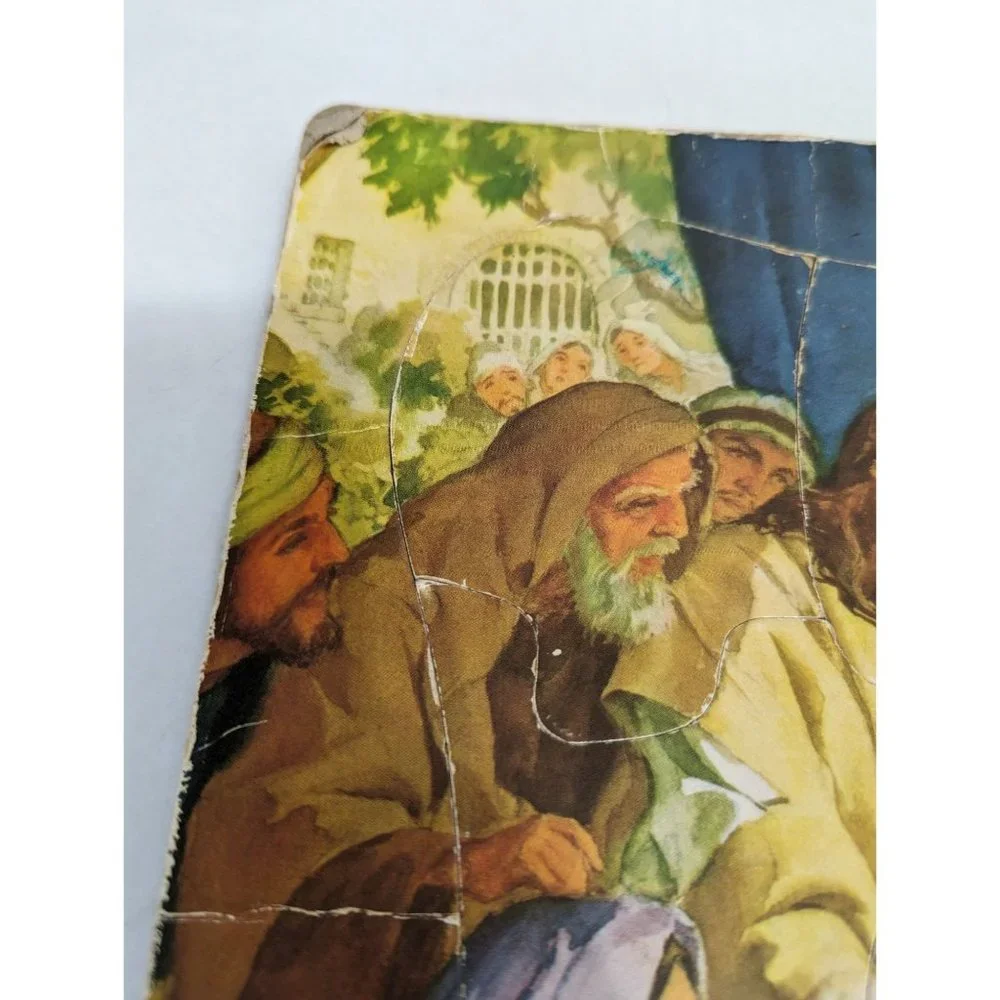 60s - 70s 13 piece Puzzle Luke 8 41-56 Jesus Heals a sick woman signed cardboard